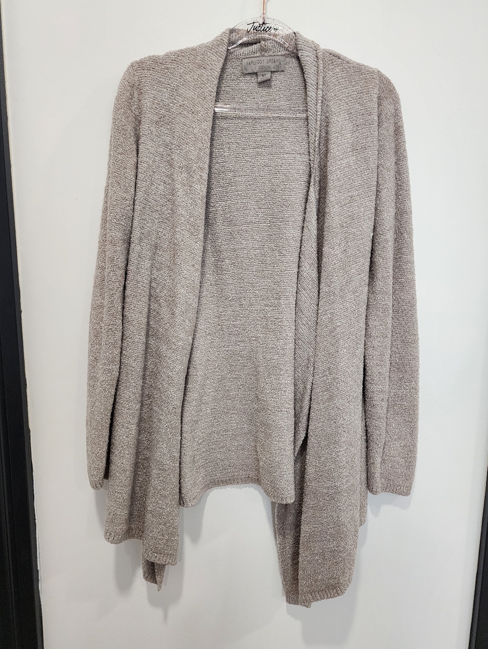 Barefoot Dreams Open-Front Cardigan in Taupe Girls Size 6/7